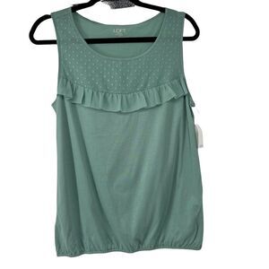 Loft Outlet Sage Green Swiss Dot Detail Sleeveless Top